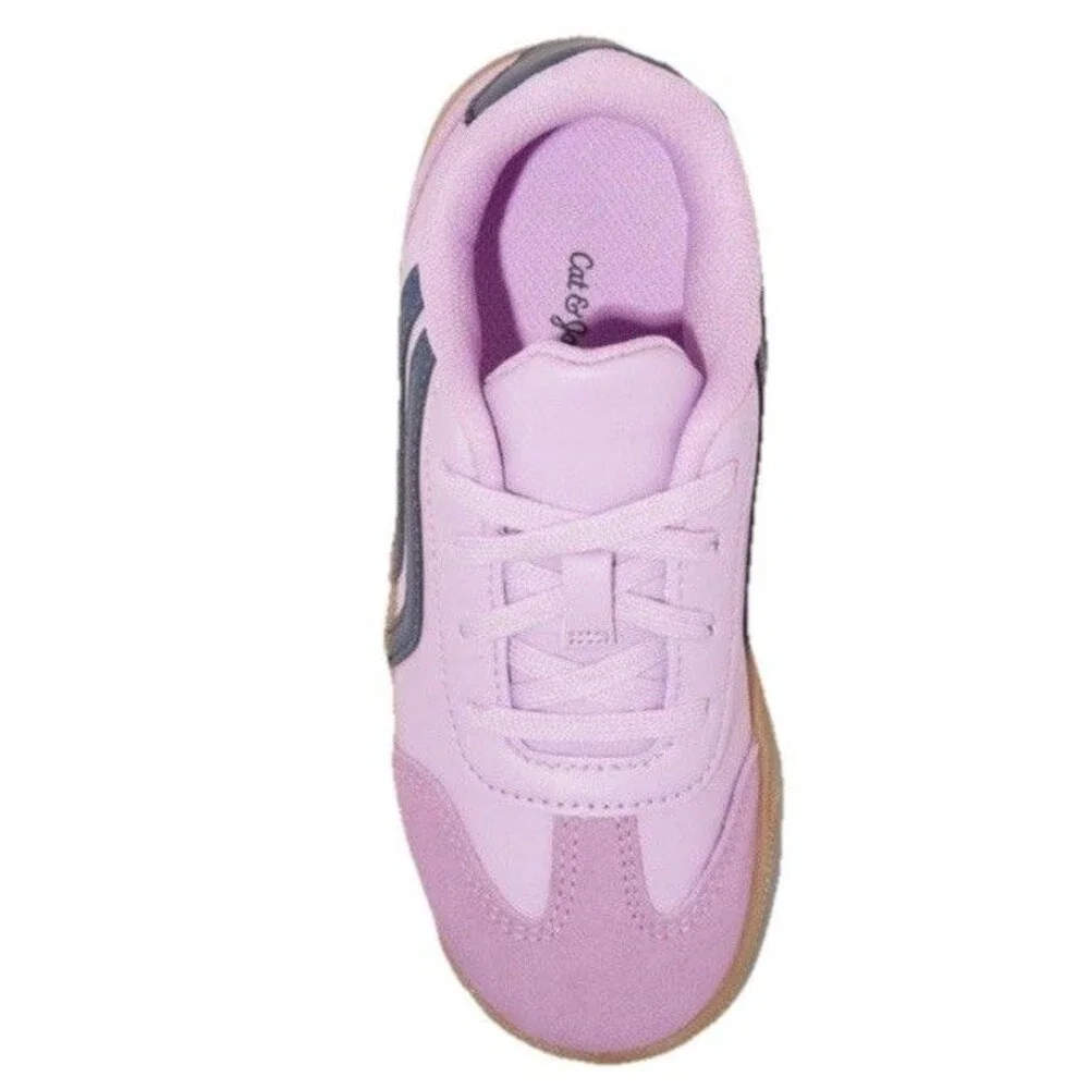 Cat & Jack Girl’s Boston Sneakers Lace Faux Leather Pink Navy Size 4 NWT